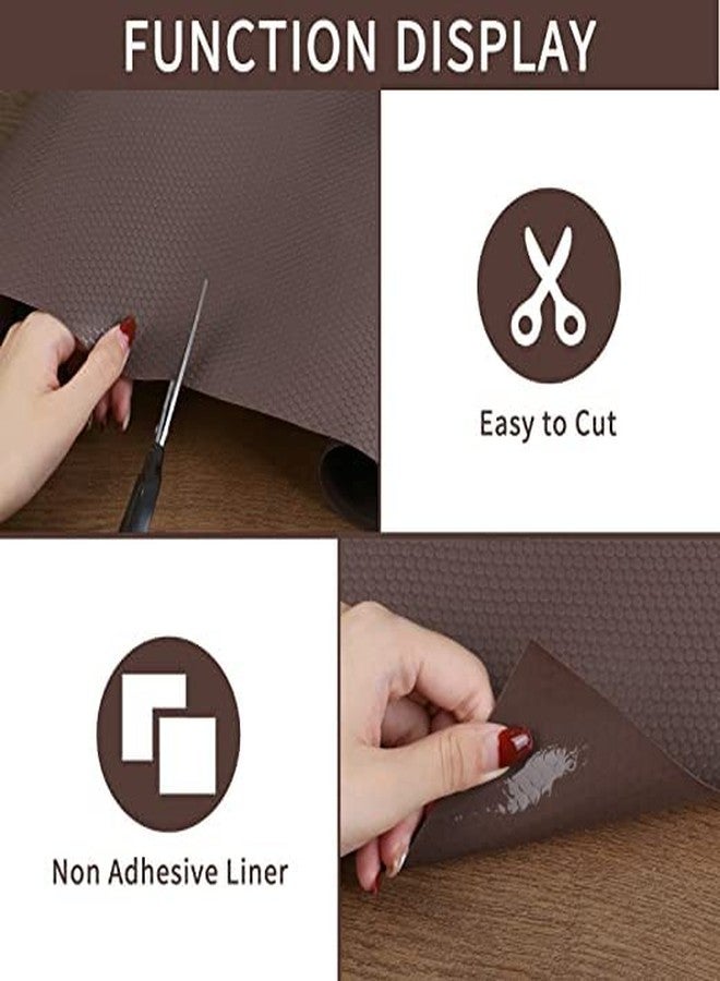 إيلاستبرو حصيرة/غطاء ElastPro (45 سم × 3 م) من مادة EVA الغذائية قابلة للغسل ومضادة للانزلاق للثلاجة، وبطانة الرفوف، والطاولة، وحصيرة درج المطبخ (نسيج منقط دائري، بني قهوة) - Image 5